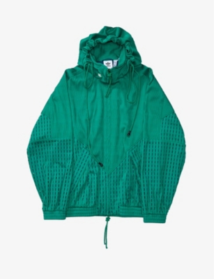 Shop Song For The Mute Men's Emerald Green X Adidas Brand-patch Relaxed-fit Stretch Recycled Polyester-bl