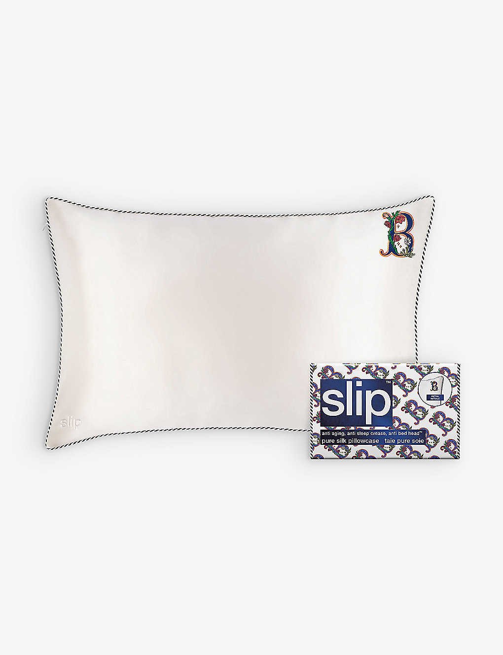 Slip B Queen Letter-embroidered Silk Pillowcase 51cm X 76cm