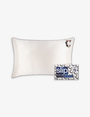 Slip C Queen Letter-embroidered Silk Pillowcase 51cm X 76cm