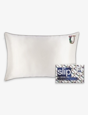 Slip U Queen Letter-embroidered Silk Pillowcase 51cm X 76cm