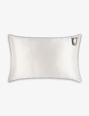 Slip U Queen Letter-embroidered Silk Pillowcase 51cm X 76cm
