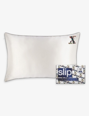Slip X Queen Letter-embroidered Silk Pillowcase 51cm X 76cm