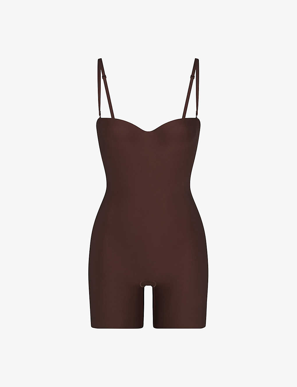 Skims Womens Cocoa Fitted Moulded-cup Stretch-cotton Body