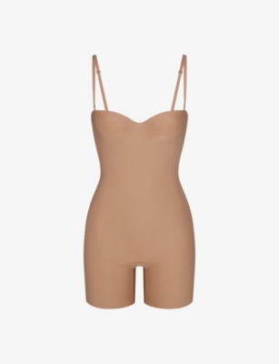 Skims Fitted Moulded-cup Stretch-cotton Body in Brown