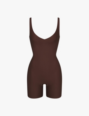 Skims Womens Cocoa Sculpt Ruched Stretch-woven Body In Cocoa