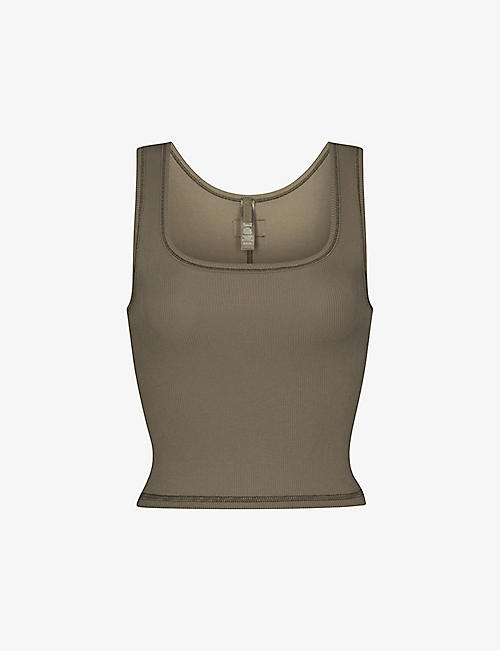 SKIMS: Ribbed stretch-cotton tank top