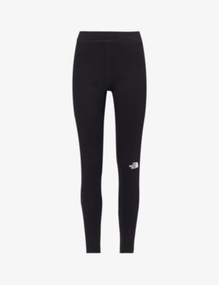 The North Face Womens Tnf Black Brand-print Exposed-seam High-rise Slim-fit Stretch-cotton Leggings