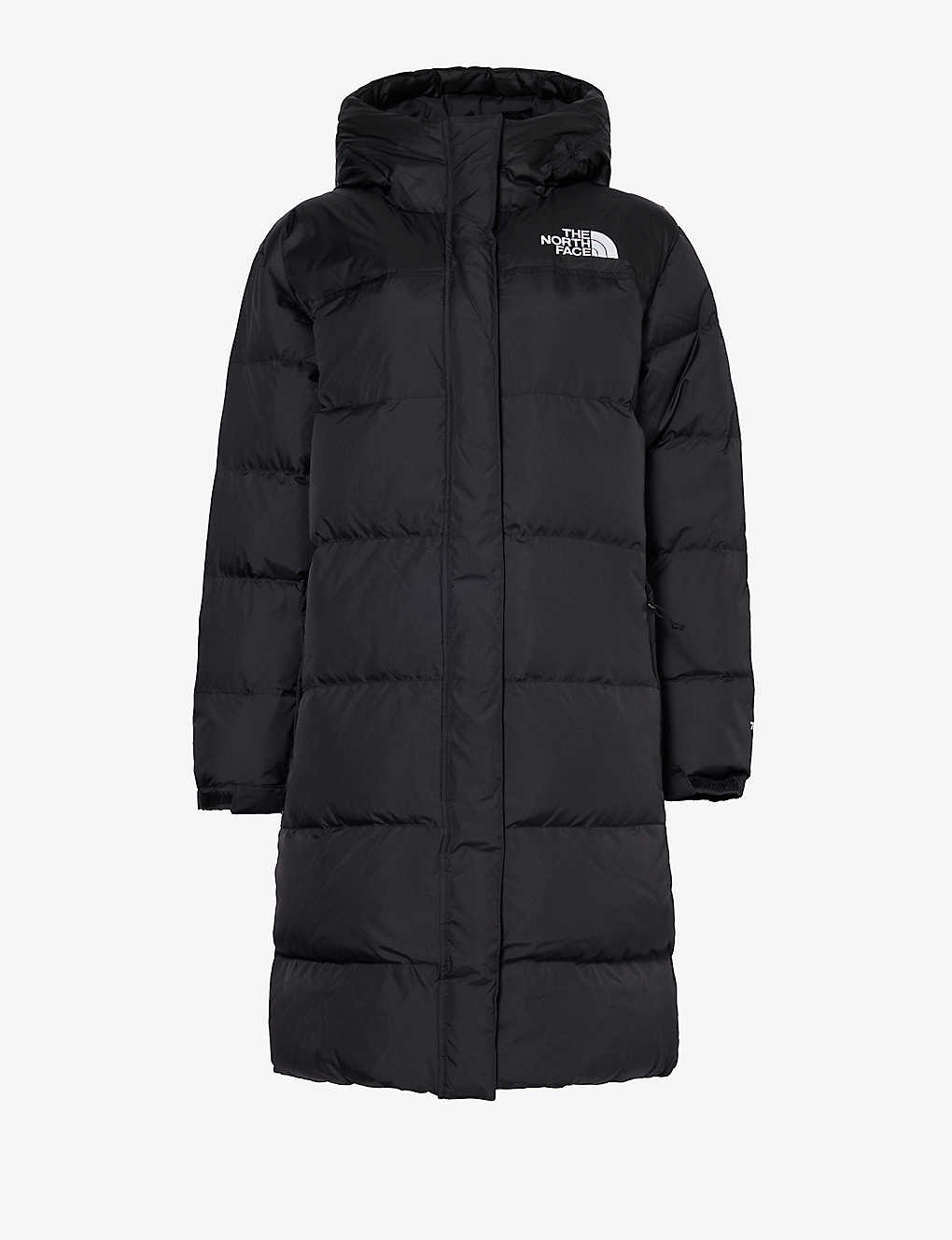 The North Face Womens Tnf Black Nuptse Logo-embroidered Padded Shell-down Coat