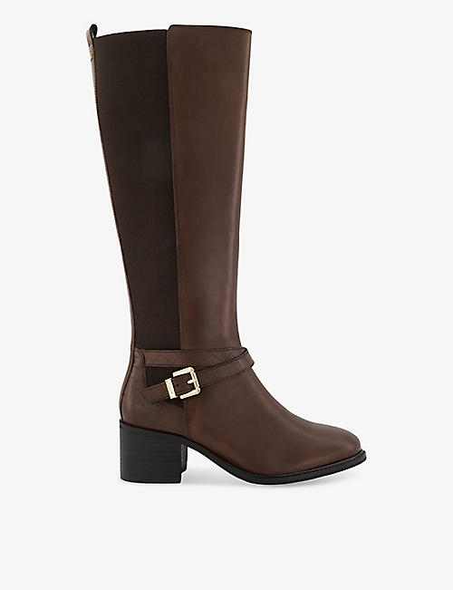 DUNE: Tildy buckle-embellished leather high-leg boots