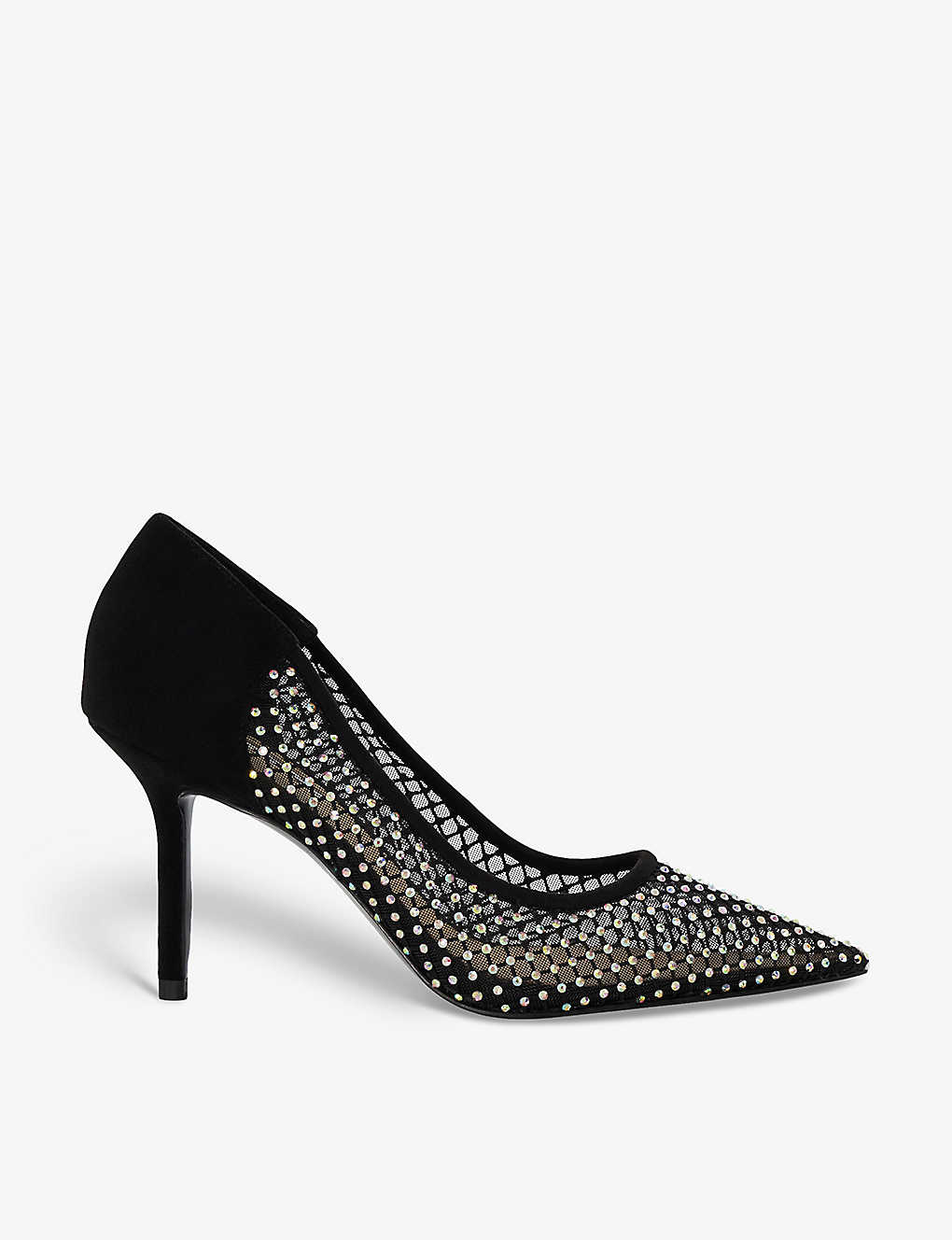 Dune Womens Black-synthetic Affect Diamante-mesh Courts