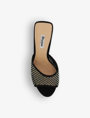 Shop Dune Women's Black-synthetic Majorly Diamante-embellished Mesh Heeled Mules