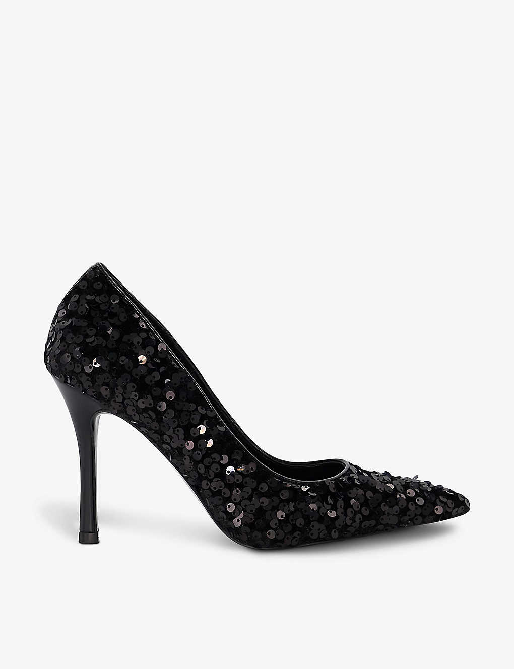 Dune Womens Black-sequins Astounding Sequin-embellished Heeled Woven Courts