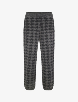 Skims Womens Onyx Check-print Fleece Jogging Bottoms In Grey