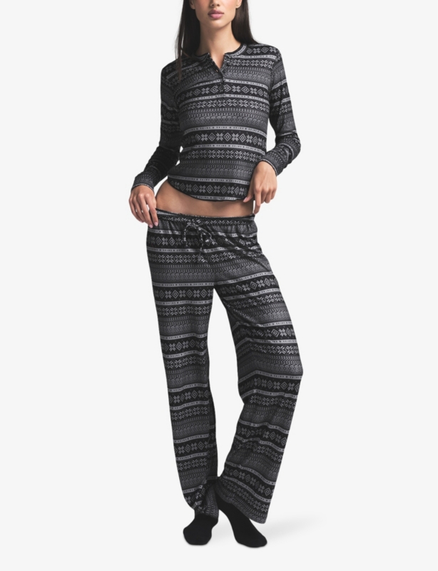 Plush Pointelle Logo-Print Stretch-Jersey Henley Top