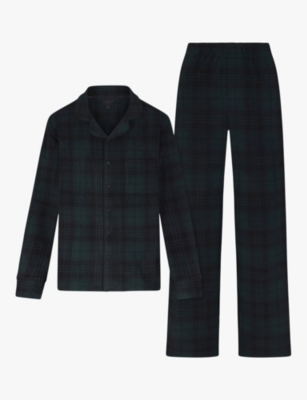 Shop Skims Women's Cypress Plaid Uni Long-sleeve Checked Stretch-woven Pyjama And Slippers Set