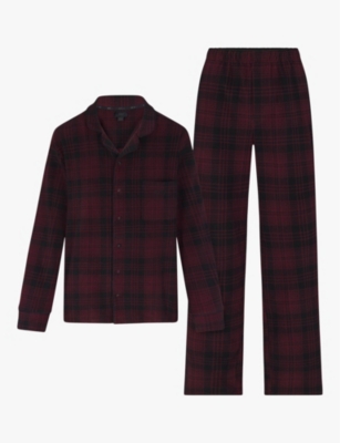 SKIMS - Uni long-sleeve checked stretch-woven pyjama and slippers set