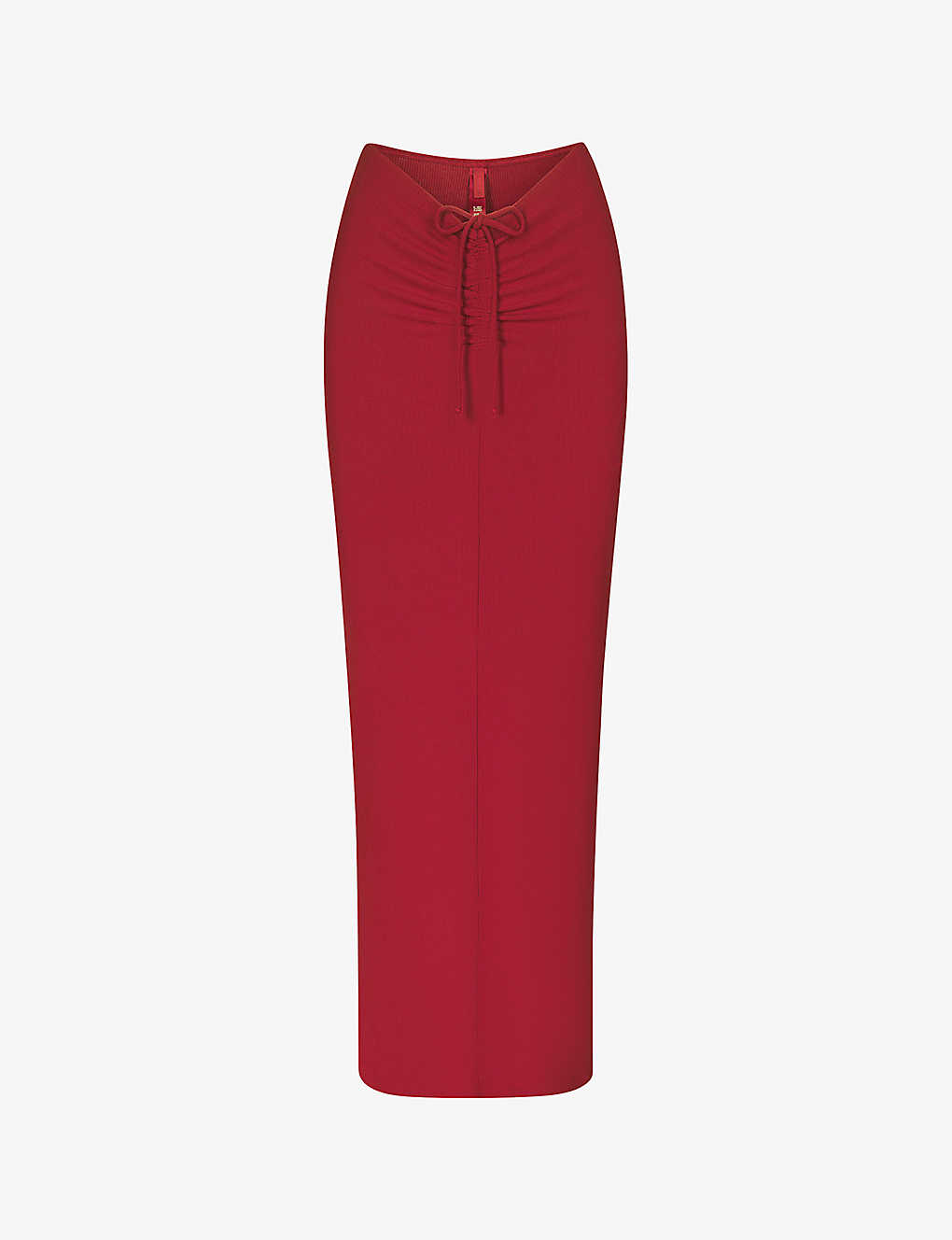 Skims Womens Brick Soft Long Ruched-front Stretch-jersey Maxi Skirt In Red