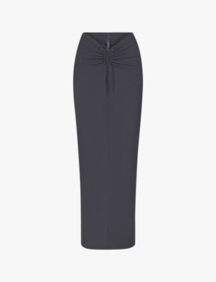 SKIMS - Soft Lounge ruched-front stretch-jersey maxi skirt | Selfridges.com