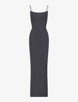 Skims Womens Graphite Soft Lounge Scoop-neck Stretch-jersey Maxi Dress