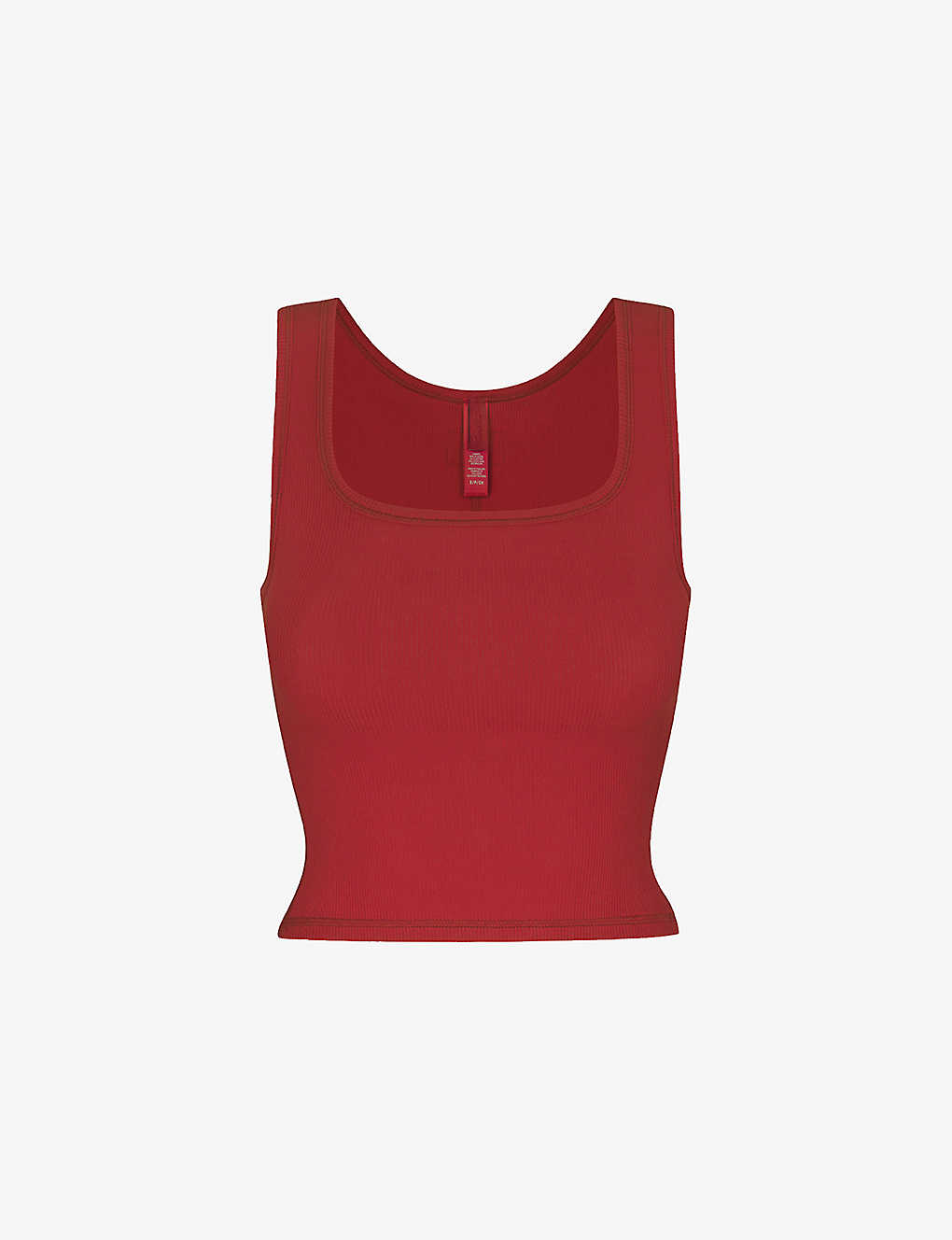 Skims Womens Brick Ribbed Stretch-cotton Tank Top In Red