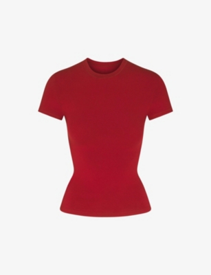 Skims Womens Brick Round-neck Stretch-cotton Jersey T-shirt