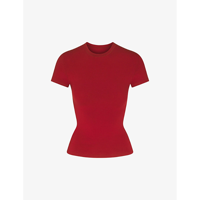 Skims Womens Brick Round-neck Stretch-cotton Jersey T-shirt