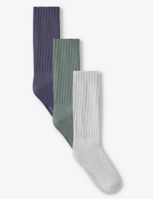 SKIMS - Slouchy ribbed stretch cotton-blend socks pack of three