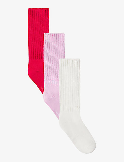 SKIMS: Slouchy ribbed stretch cotton-blend socks pack of three