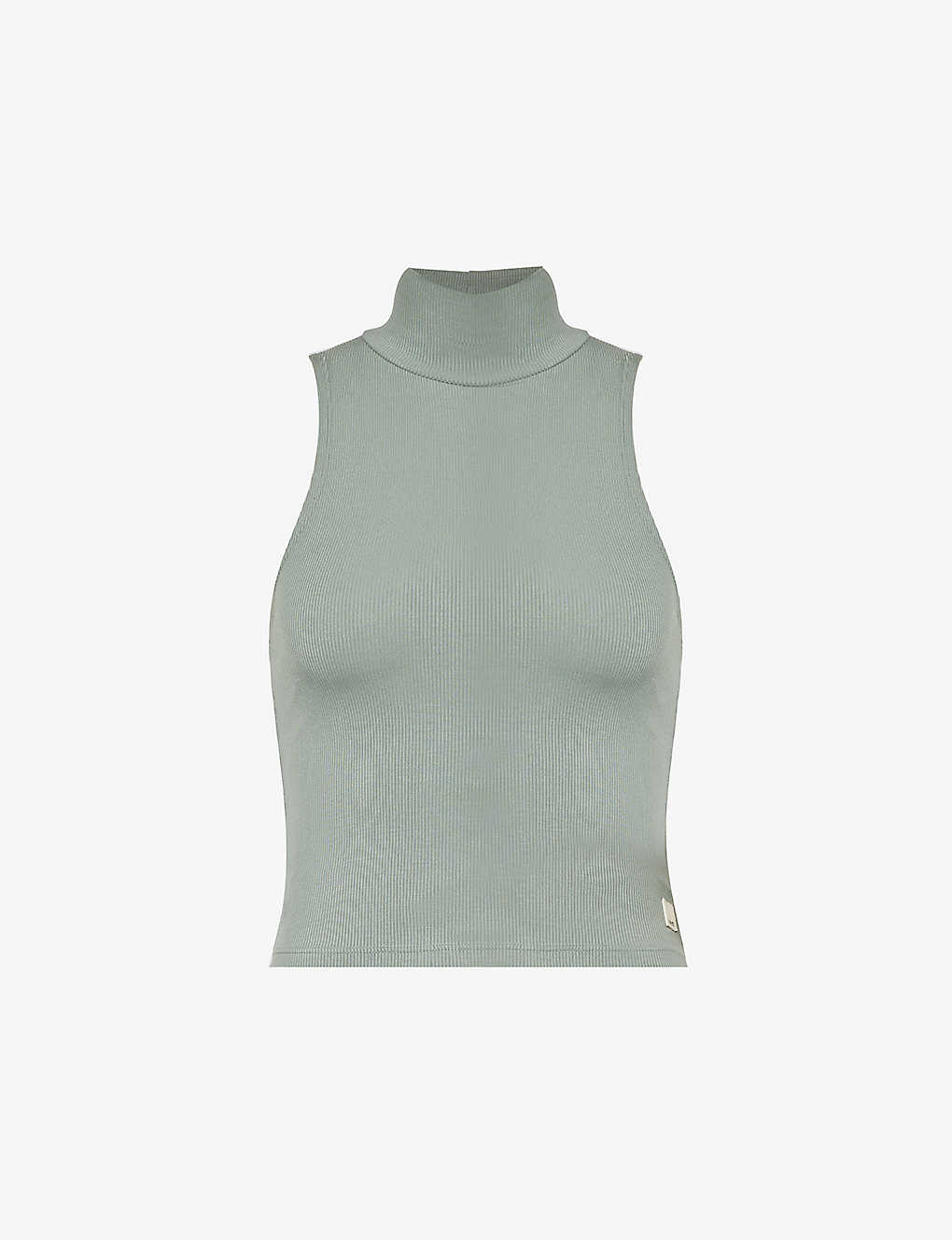 Vuori Womens Fern Cove High-neck Brand-patch Stretch-jersey Top In Green