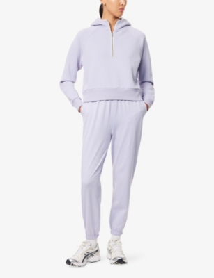 Vuori Womens Lavender Mist Restore Half-zip Relaxed-fit Cotton-blend Hoody In Blue
