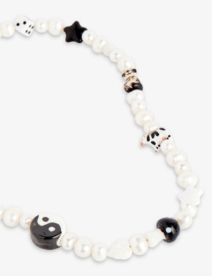 Shop Ian Charms Men's Multi The Landon Mens Pearl-embellished Beaded Necklace