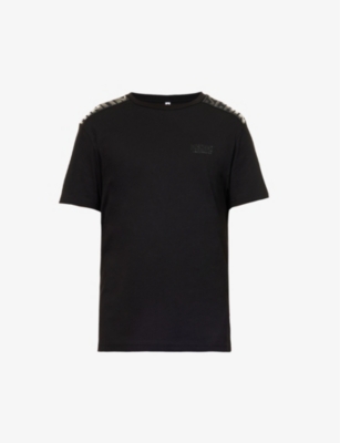 Moschino Mens Black Logo-tape Short-sleeved Cotton-jersey T-shirt