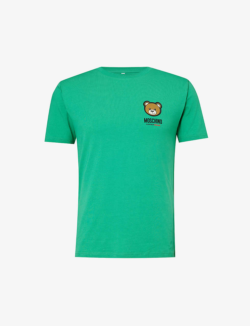 Moschino Mens Green Bear-print Short-sleeved Stretch-cotton T-shirt
