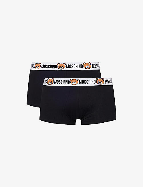 MOSCHINO: Bear mid-rise pack of two stretch-cotton trunks