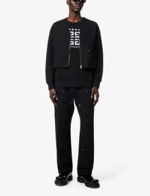 Shop Givenchy Men's Black Brand-embroidered V-neck Cotton Vest