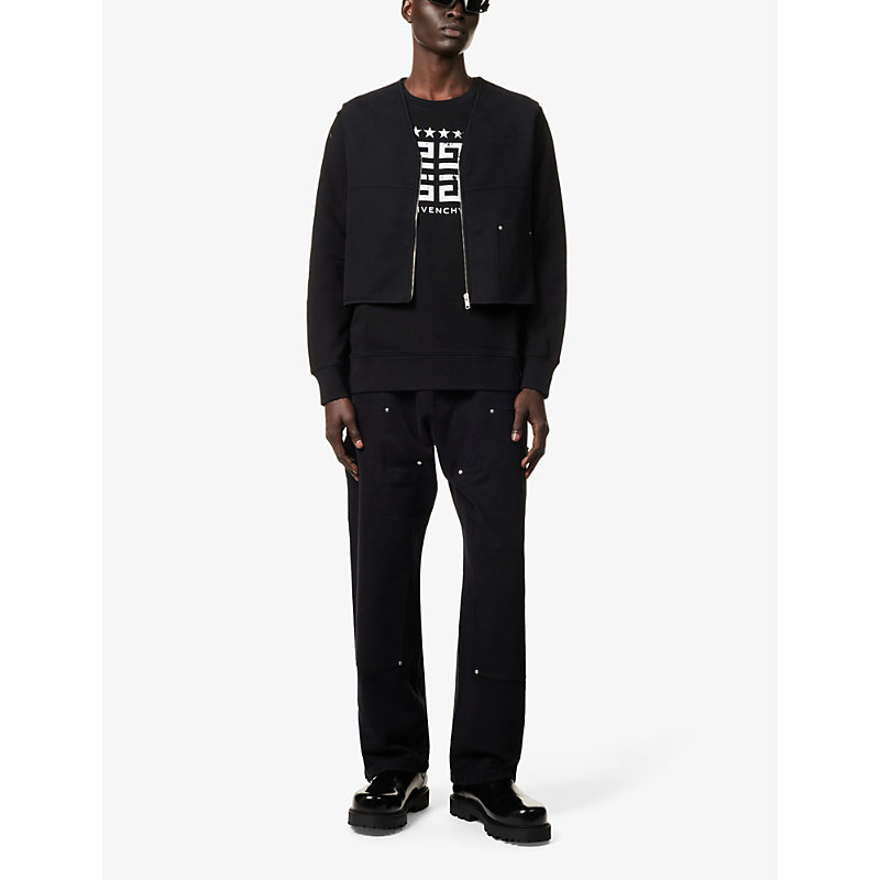 Shop Givenchy Men's Black Brand-embroidered V-neck Cotton Vest