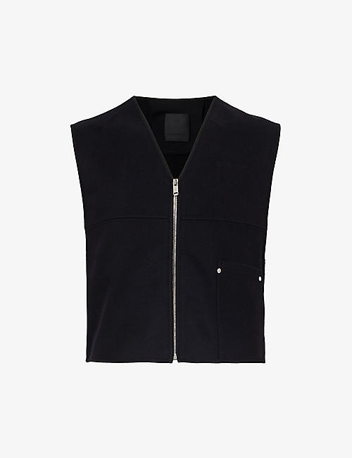 GIVENCHY: Brand-embroidered V-neck cotton vest
