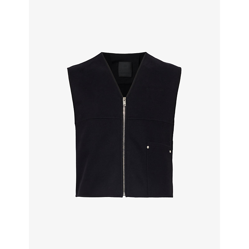 Givenchy Mens Black Brand-embroidered V-neck Cotton Vest