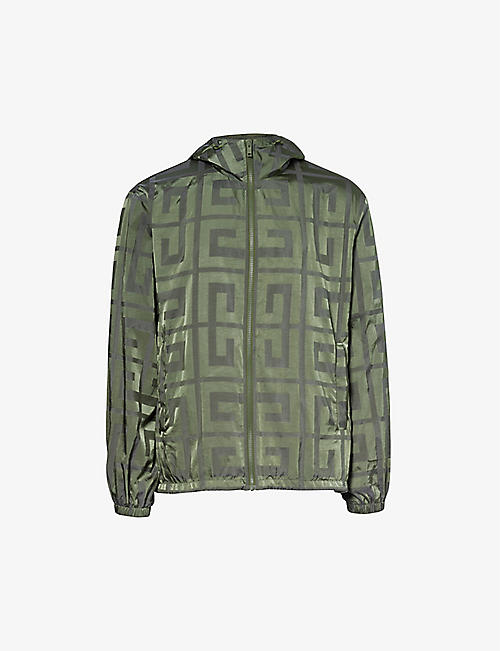 GIVENCHY: Brand-print high-neck relaxed-fit woven jacket