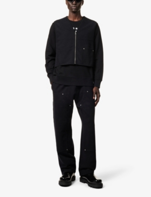 Shop Givenchy Men's Black Carpenter Relaxed-fit Wide-leg Cotton Cargo Trousers