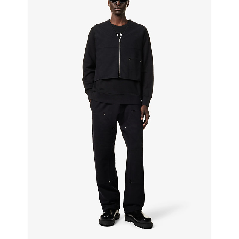 Shop Givenchy Carpenter Relaxed-fit Wide-leg Cotton Cargo Trousers In Black
