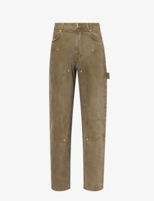 GIVENCHY: Carpenter panelled hammer-loop relaxed-fit jeans