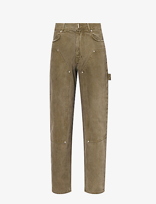 GIVENCHY: Carpenter panelled hammer-loop relaxed-fit jeans