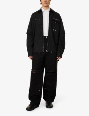 Shop Givenchy Mens Black Hardware-embellished Collared Cotton Shirt