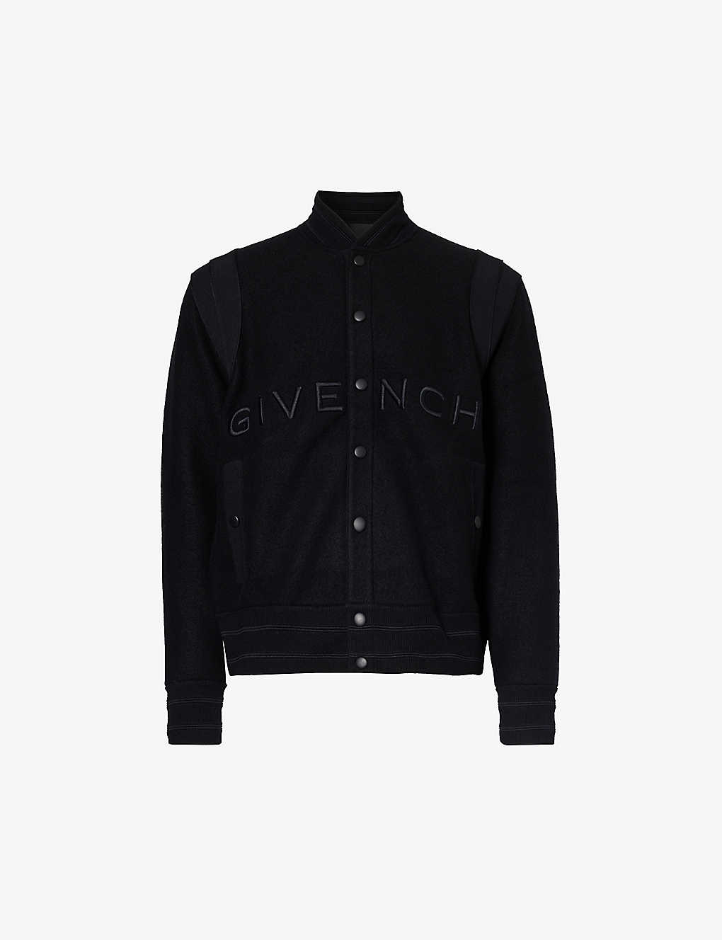 Shop Givenchy Men's Black Varsity Logo-embroidered Wool Jacket