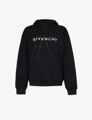 GIVENCHY: Graphic-print boxy-fit cotton-jersey hoody