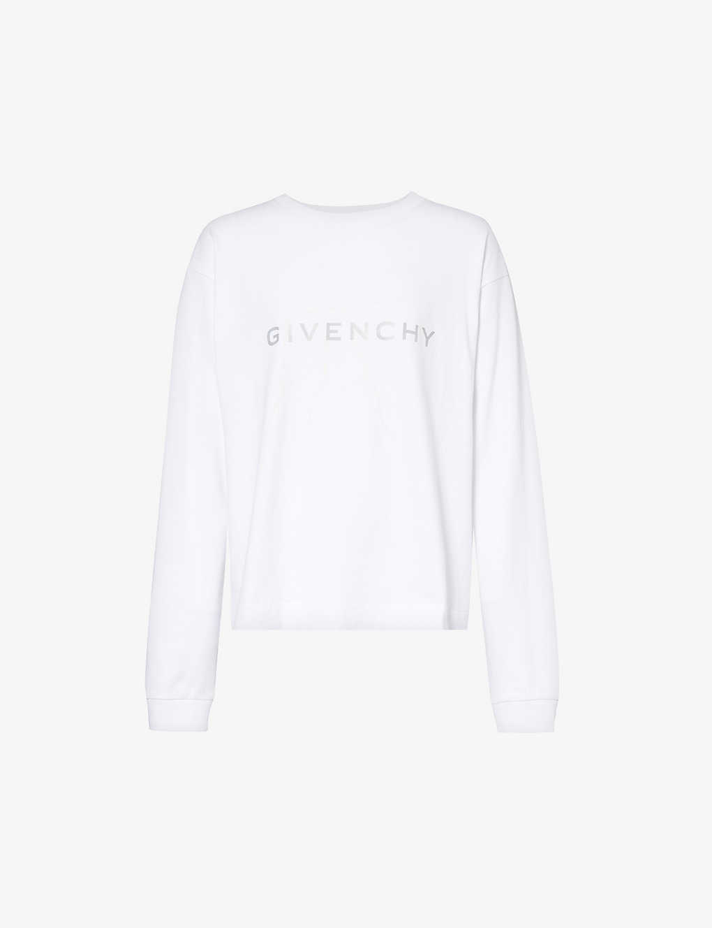 Givenchy Mens White Logo-print Crewneck Boxy-fit Cotton-jersey T-shirt