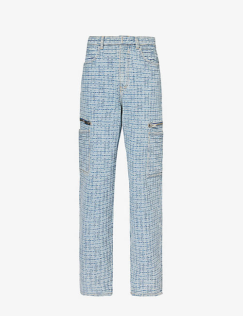 GIVENCHY: 4G monogram-patterned relaxed-fit wide-leg jeans