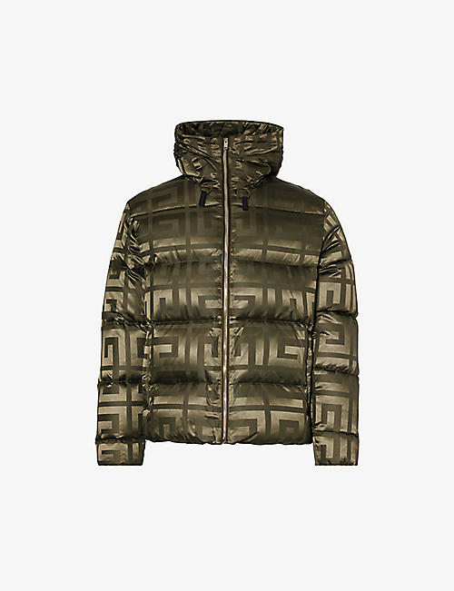 GIVENCHY: Brand-patterned funnel-neck shell-down puffer jacket