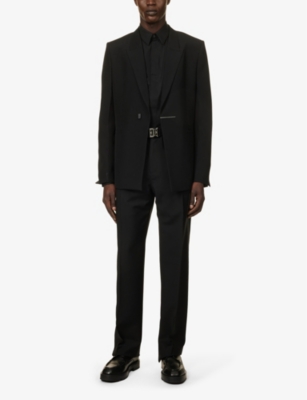 Shop Givenchy Men's Black Brand-plaque Peak-lapel Wool Jacket